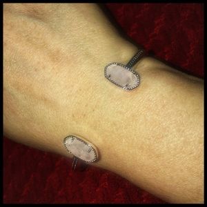 KENDRA SCOTT Elton Silver Cuff Rose Quartz NEW
